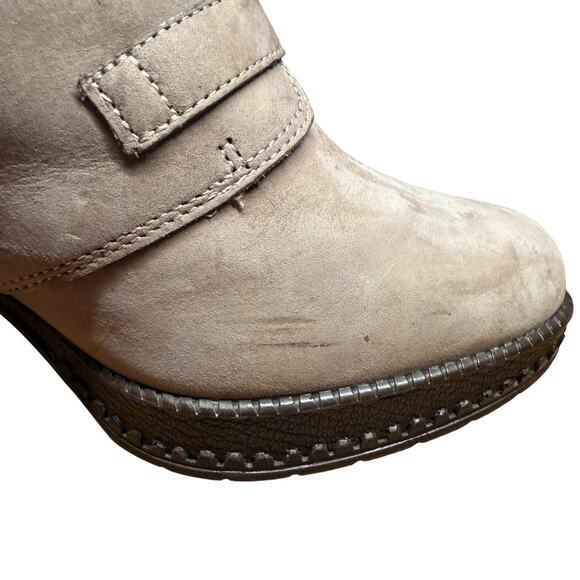 SOFFT Antica Women's 8.5 Leather Stone Taupe Buckle Strap Heeled Ankle Boots - Picture 10 of 15